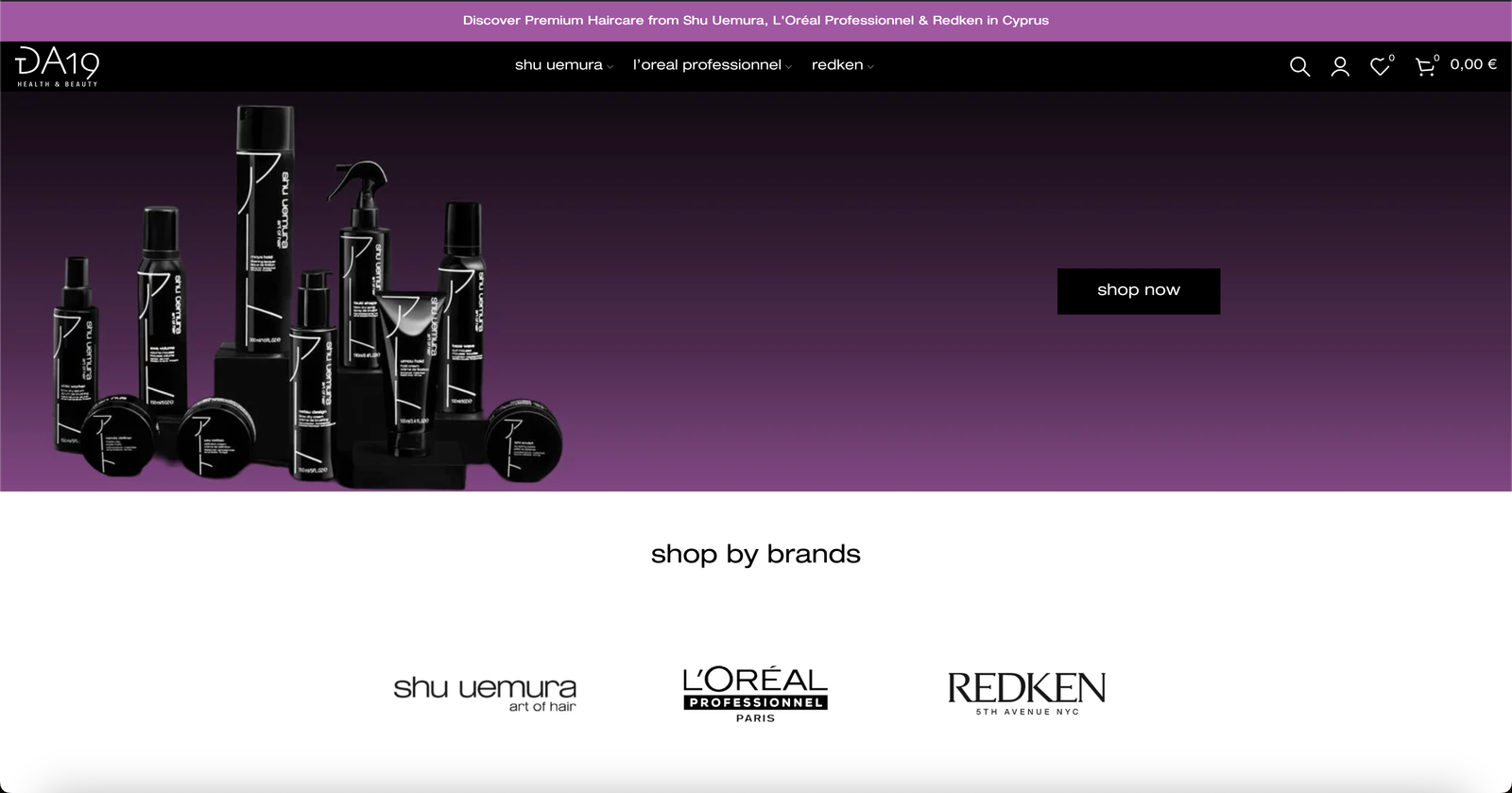 GA19 Health and Beauty e-shop homepage