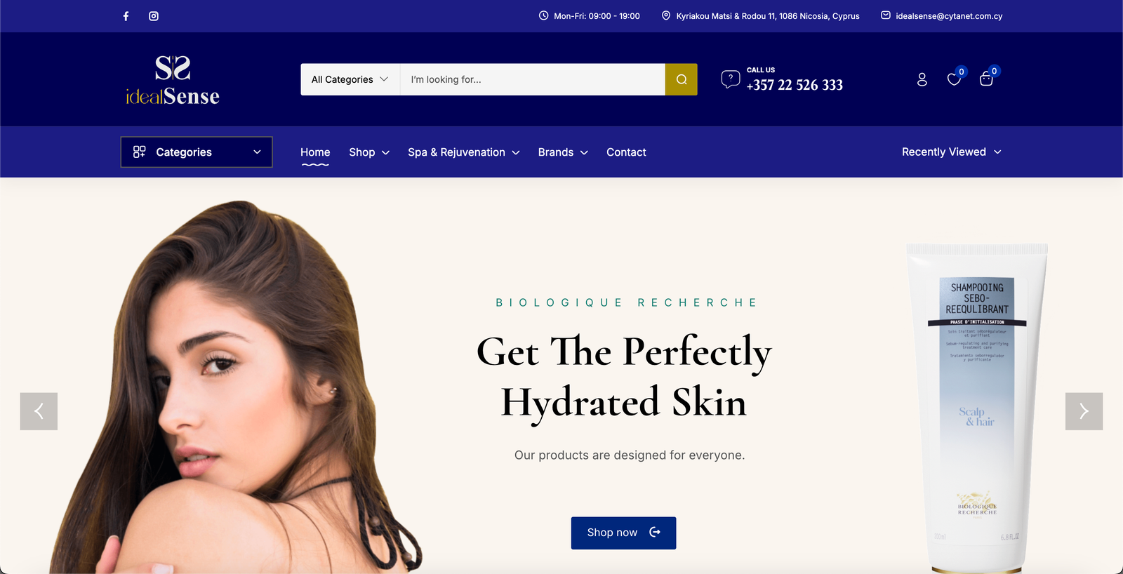 IdealSense e-shop homepage